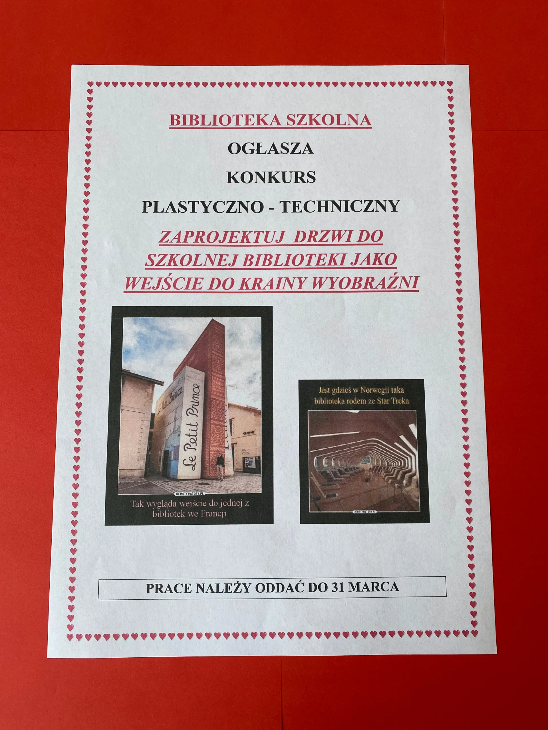 BIBLIOTEKA SZKOLNA ZACHĘCA DO WZIĘCIA UDZIAŁU W KONKURSIE
